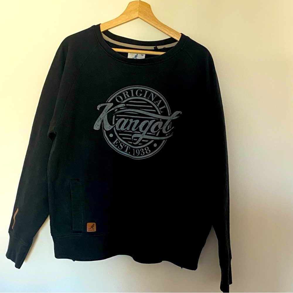 Kangol Women’s Black Crew Neck Sweatshirt Size Large Vintage Retro, Streetwear